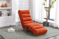 Electric Massage Chaise Lounge, Linen Indoor Lounger with Remote Control and Side Pocket, Ergonomic Indoor Royal Chair for Office, Living Room, Bedrooom, Orange