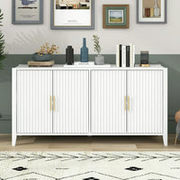 Modern Storage Cabinet, Wooden Sideboard with Metal Handles and Ample Storage Space, Wide Console Table with Smooth Tabletop Surface and Solid Legs for Living Room,Entryway,Hallway, White