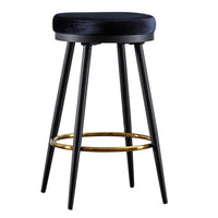 24 Inch Velvet Barstools Set of 2, Counter Stools with 360 Degree Swivel Seating, Round Bar Stools with Golden Footrest for Kitchen Island, Pub, Restaurants, Black