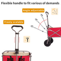 Collapsible Heavy-Duty Wagon with Double Brake and Anti-Steel Frame,Multipurpose Wagon Cart,Folding Camp Wagon Cart with Flexible Handle and Wheels, Utility Pull Cart Grocery Cart with Two Extra Bags