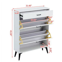 Shoe Cabinet with 2 Flip Drawers for Entryway, Modern Shoe Rack Shoe Organiazer with Drawer, Shoe Storage Cabinet, White (31.49*9.44*43.30 inches)