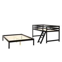 Kids Twin Over Full Bunk Bed, Pine Wood Kids Bed Heavy Duty Bed Frame with Safety Guardrails and Ladder for Boys Girls Adults, Convertible to 2 Platform Beds, No Box Spring Needed, Espresso