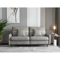3-Seat Sofa Couch, Mid-Century Tufted Love Seat with 2 Pillows & Hidden Storage Bags, 2-Seat Upholstered Deep Sofas Couches Loveseat for Living Room Bedroom Office Apartment Dorm Studio, Gray