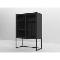 Sideboard Buffet Cabinet,47.2"H Storage Cabinet Kitchen Buffet,Stylish Metal Pantry Cabinet with 2 Mesh Doors,Accent Storage Cabinet with Adjustable Shelves for Office Dining Room Living Room,Black