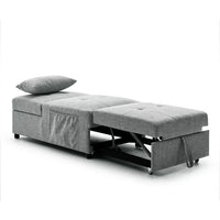 Ottoman Sofa Bed, 4 in 1 Multi-Function Folding Sleeper Couch Bed with Large Pockets and Pillow, Modern Convertible Chaise Lounge Chair with Adjustable Backrest for Living Room Small Apartment, Gray
