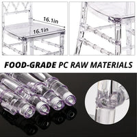 Clear Chairs, Modern Dining Chair Set of 4, Transparent Banquet Ghost Chair, 17.5" High Modern Accent Side Desk Chairs with Nets High-Back, Stacking Dining Chairs for Weddings, Banquets, Events