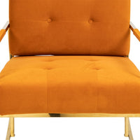 Accent Rocking Chair, Tufted Velvet Upholstered Leisure Rocker Chair with High Backrest and Armrest, Modern Single Glider Armchair for Living Room Bedroom Balcony Nursery Patio Garden, Orange