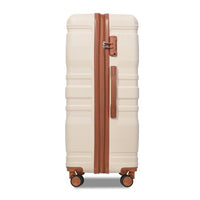 New Model Expandable Luggage Sets, ABS Hardshell 3pcs Luggage with TSA Lock, Hardside, Spinner Wheels, 20''24''28''Lightweight Durable Suitcase sets, Beige+Brown