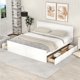 King Size Platform Bed with Headboard and Four Storage Drawers, Wooden Storage Platform Bed Frame with Support Legs & Support Slats, Indoor Mattress Foundation for Bedroom Dorm, White