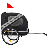 Dog Bike Trailer, Heavy Duty Pet Bike Trailer with 3 Zipper Doors, 2 Whells, Safety Flag, Breathable Mesh Windows, Easy Folding Bicycle Trailer for Medium and Small Sized Pets, Gray