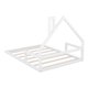Full Size Floor Bed for Kids,Montessori Bed with House Shape Headboard and Railings, Wood House Bed with Slats for Boys and Girls,No Box Spring Needed,White