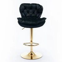 Swivel Bar Stools Set of 2, Velvet Counter Height Adjustable Barstools, Modern Upholstered Bar Stools with Back and Footrest Dining Bar Chairs for Kitchen Island, Cafe, Bar Counter, Dining Room, Black