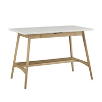 48inch Computer Desk, Wood Writing Desk with 1 Drawer and Shelf, Home Office Desk with Spacious Desktop, Natural