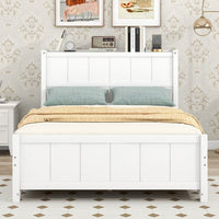 Full Size Bed Frame with 4 Storage Drawers, Wood Full Size Platform Bed with Storage Shelves Headboard, Full Storage Bed with Support Legs for Girls Boys, No Box Spring Needed, White