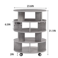 4-Tier Round Pushable Shoe Cabinet on Wheels, Wooden Rotating Shoe Rack Tower for 16-20 pairs of shoes,360°Shoe Storage Organizer for Living Room,Porch, Cloakroom, Gray