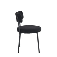 Set of 2 Teddy Fabric Dining Chairs with Curved Back and Metal Legs, Mid-Century Metal Frame Chairs for Kitchen Dining Room, Black