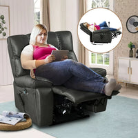 180° Lay Flat Power Recliner Chair for Elderly,Electric Power Lift Recliner Chair with Massage and Heat Up to 300LBS,Breathable Leather Recliner Chair with 3 Positions,Gray