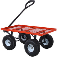 Steel Garden Cart, Heavy Duty 500 lbs Capacity Mesh Steel Garden Cart with Removable Mesh Sides, 180° Rotating Handle and 9.5 in Tires, Utility Garden Carts and Wagons for Garden, Farm, Yard, Red