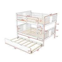Full over Full Bunk Bed with Twin Size Trundle and Ladder, Solid Wood Bunk Bed Frame with Guardrails for Kids Teens Adults, No Box Spring Needed, Espresso 79.6''L x 56.5''W x 62.9''H