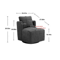 Boucle Swivel Accent Chair, 360° Swivel Square Barrel Chair with Metal Base, Comfy Armless Couch Chair for Living Room, Bedroom, Lounge, Weight Capacity 300Lbs, Grey