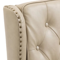 Button Tufted Wing Back Accent Chair PU Leather Thick Upholstered Armchair with Rivet Trim and Rubber Wood Legs, Single Sofa Chair Reading Chair for Living Room Bedroom Office, Camel PU