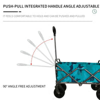 Collapsible Folding Utility Wagon Cart with Storage Bag and Anti-Steel Frame, Portable Hand Cart with Rolling Wheels and Ergonomic Handle, Utility Pull Cart Grocery Sport Cart for Outdoor