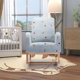 Rocking Chair for Nursery, Modern Upholstered Rocker Chair with High Back and Side Storage Pocket, Comfy Leisure Accent Armchair for Bedroom, Living Room and Balcony, Blue