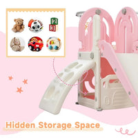 5 in 1 Toddler Swing and Slide Set with Climber, Kids Playground Climber Slide Playset with Safety Belt, Armrest, Basketball Hoop, High Adjustable Baby Swing Set for Indoor Outdoor Backyard, Pink (4.5) 4.5 stars out of 95 reviews 95 reviews