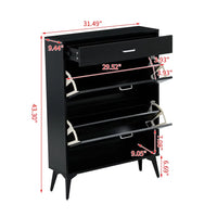 Shoe Storage Cabinet with 2 Flip Drawers and Open Shelf,Free Standing Shoe Racks Storage Cabinet with Metal Legs,Shoe Rack Organizer Entrance Shoe Storage Cabinet Narrow Closet for Entryway Hallway