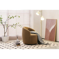 Swivel Accent Chair, Modern 360°Swivel Barrel Chair Leisure Chair, Accent Round Barrel Chair Reading Chair, Round Bucket Arm Chair with Comfy Tufted Back for Living Room Bedroom, Chocolate