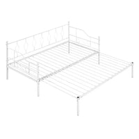 Twin Size Metal Frame Daybed with Pullout Trundle, Heavy Duty Steel Slat Support Sofa Bed for Guest, Furniture for Kids Teens and Adults, Bed Frame for Bedroom Living Room, No Spring Box Needed, White