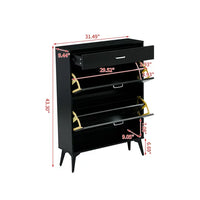 Shoe Cabinet with 2 Flip Drawers and Open Shelf,Free Standing Shoe Racks Storage Cabinet with Metal Legs,Shoe Rack Organizer Entrance Shoe Storage Cabinet Narrow Closet for Entryway Hallway,Black