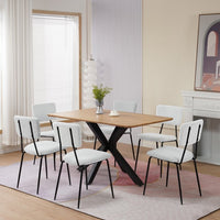 Dining Room Chairs Set of 6, Modern Comfortable Feature Chairs with Faux Plush Upholstered Back and Chrome Legs, Kitchen Side Chairs for Indoor Use: Home, Apartment (6 White Chairs)