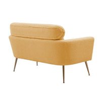 51"W Modern Boucle Loveseat Sofa, Small Mini Room Couch Two-Seater Sofa With 2 Throw Pillows & Gold Metal Legs, Leisure Sofa for Small Space Office Studio Apartment Bedroom, Yellow