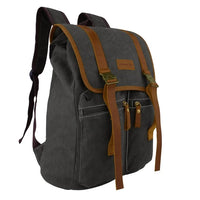 JINS & VICO Canvas Backpack, Vintage Leather School Bag Unisex Casual Rucksack, Hiking Daypacks Laptop Backpacks for Men and Women