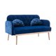 Twin Accent Loveseat Sofa Mid Century Modern Velvet Sofa Couch with Pillows Metal Feet Sofa Vintage for Small Space for Living Room Bedroom Navy