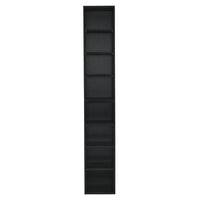 8-Tier Media Tower Rack with Adjustable Shelves, Multi-Functional Double-Decker Bookcase, CD DVD Slim Storage Cabinet, Tall Narrow Storage Rack Display Bookshelf for Home Office, Black