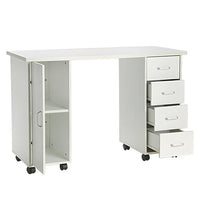 Manicure Table, Nail Table for Nail Tech with Controllable Wheels and Drawers, Wooden Salon Spa Nail Table, White