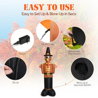 Thanksgiving Inflatables Outdoor Decorations, 10FT Turkey with Pilgrim Hat Thanksgiving Decor, Build in LEDs Blow up Thanksgiving Gifts, Party Decorations for Home Indoor Yard Garden Holidy