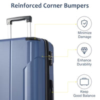 Hardside Luggage Sets, 2 Piece Suitcase Set Expandable with TSA Lock Spinner Wheels for Travel Women Man, 20 Inch and 28 Inch, Blue