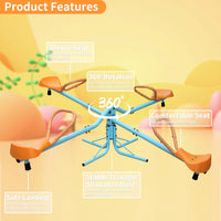 Swivel Teeter Totter Outdoor Playground Equipment, 360 Degrees Rotating Safe, Outdoor Fun for Kids, Toddlers, Boys, Children, 4 Seats