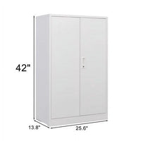 Metal Storage Cabinet, Storage Cabinet with Locking Doors and 2 Adjustable Shelves, Folding Filing Storage Cabinet, Freestanding Storage Locker Cabinet for Home Office,School,Garage, White