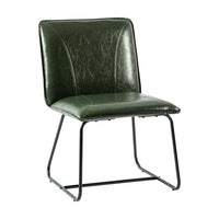 Dining Chair Set of 2, Mid Century Dining Bucket Chair with Backrest and Metal Legs,Industrial Design Faux Leather Counter Stool, Armless Side Chair for Dining Room and Kitchen, Green