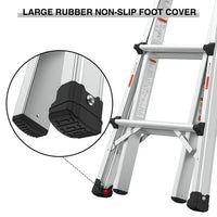 Aluminum Telescoping Extension Step Ladder,Non-Slip Ladder,Multi-Purpose Folding A-Frame Ladder,Portable Multi-Position Ladder with Wheels,300 lbs Weight Rating,Household,Outdoor,17 FT