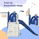 5 in 1 Toddler Swing and Slide Set with Climber, Kids Playground Climber Slide Playset with Safety Belt, Armrest, Basketball Hoop, High Adjustable Baby Swing Set for Indoor Outdoor Backyard, Blue