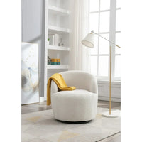 Sherpa Teddy Swivel Accent Chair, 360° Swivel Round Armchair with Ergonomic Back,Upholstered Lounge Single Sofa Chair for Living Room Bedroom,Lounge,Hotel,,Club,Office,Ivory
