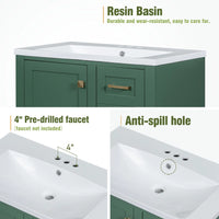 30" Bathroom Vanity in Green, Modern Bathroom Cabinet with Sink Combo Set, Bathroom Storage Cabinet with a Soft Closing Door and 3 Drawers, Solid Wood Frame&MDF