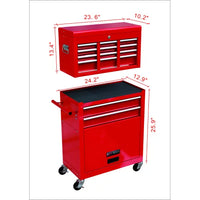 Rolling Tool Chest with Wheels and 8 Drawers, Detachable Large Toolbox Storage Cabinet with Lock,Locking Mechanic Tool Cart for Warehouse, Workshop,Garage