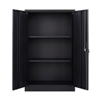 Metal Storage Cabinet, Storage Cabinet with Locking Doors and 2 Adjustable Shelves, Folding Filing Storage Cabinet, Freestanding Storage Locker Cabinet for Home Office,School,Garage, Black