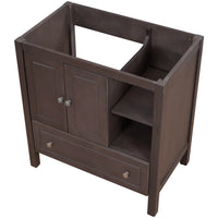 30" Bathroom Vanity Without Sink, Bathroom Vanity Cabinet Base Only, Freestanding Bath Vanity with Soft Close Doors and Drawer, Solid Wood Frame Bathroom Cabinet with Adjustable Shelf, Brown